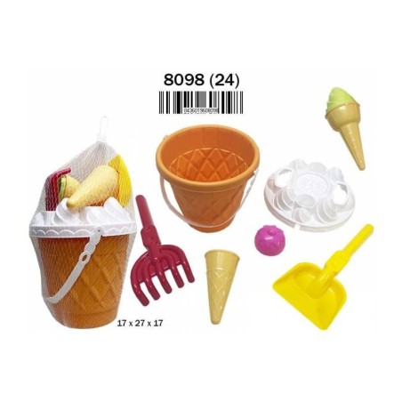 RED CUBO PLAYA CON 7 ACCESORIOS HELADOS