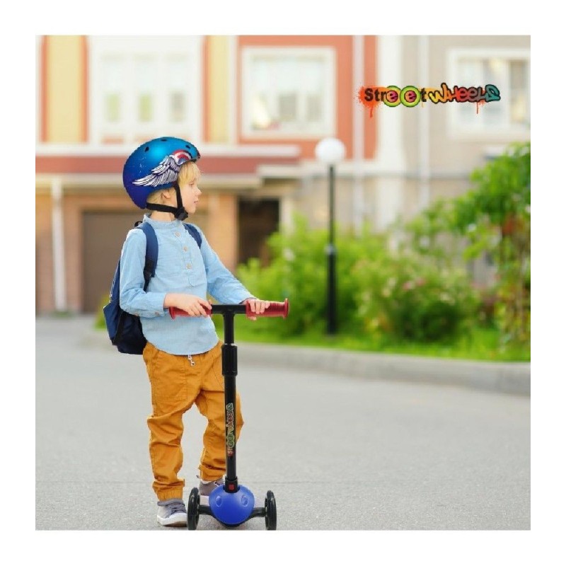 PATINETE DE 3 RUEDAS AZUL CON LUCES LED