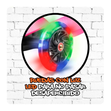 PATINETE DE 3 RUEDAS ROSA CON LUCES LED
