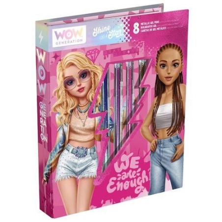 WOW Cuaderno Colorear 8 Boligrafos Gel