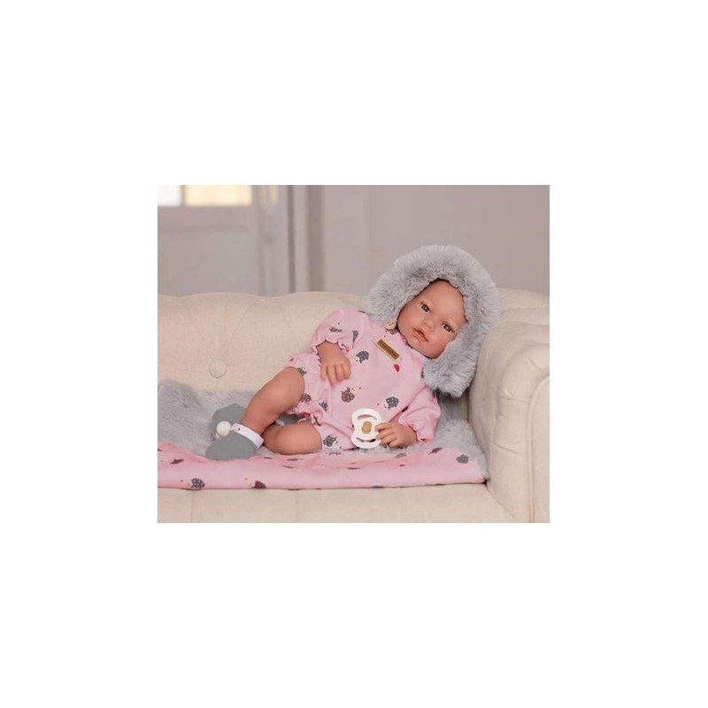 Muñeca Triana Con Pelele Rosa Erizo 38cm