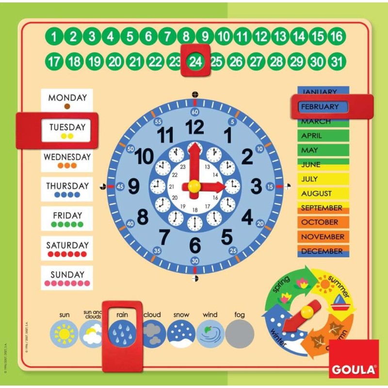 RELOJ CALENDARIO ESCOLAR EN INGLES