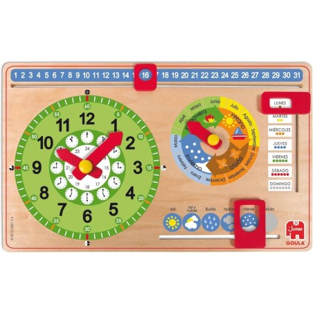 RELOJ CALENDARIO ESPAÑOL DE MADERA