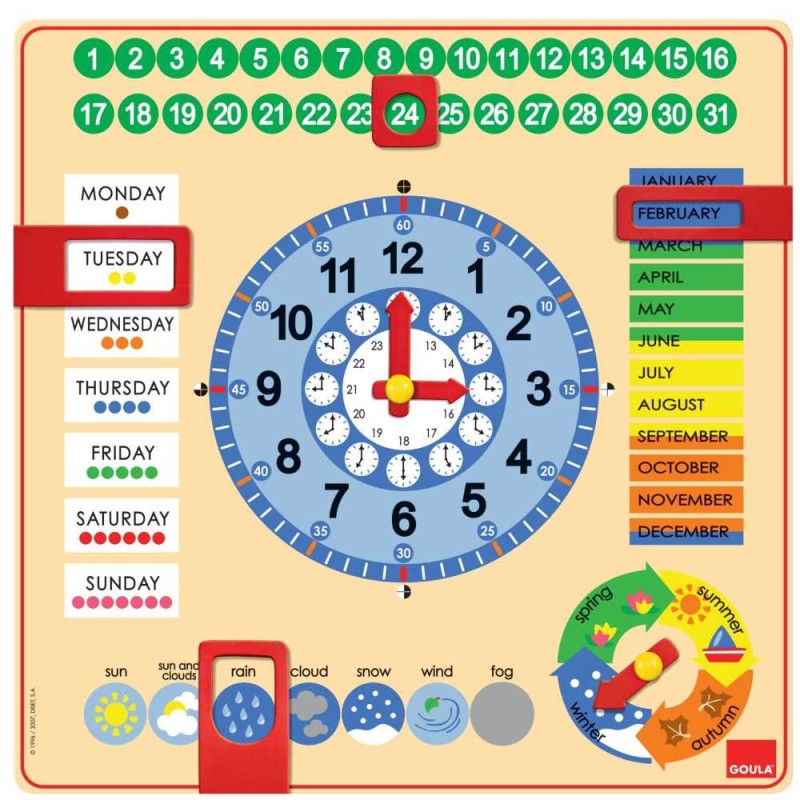 RELOJ CALENDARIO ESCOLAR EN INGLES