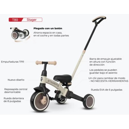 Triciclo Stager Evolutivo 3 en 1 Brown