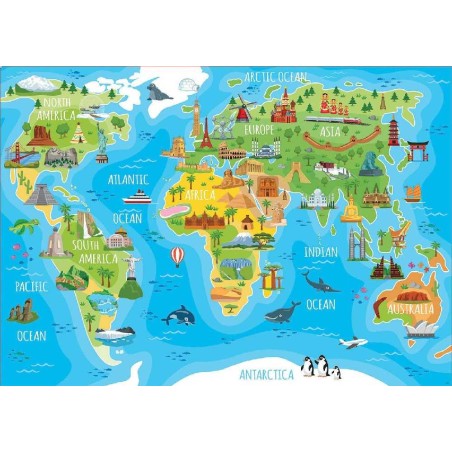 Puzzle 150 mapamundi monumentos  geopuzz