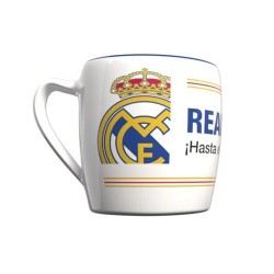 Taza Real Madrid cerámica blanca y azul 