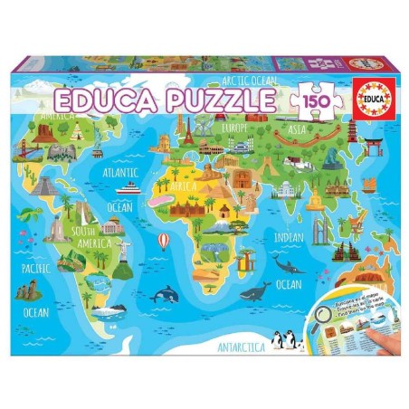Puzzle 150 mapamundi monumentos  geopuzz