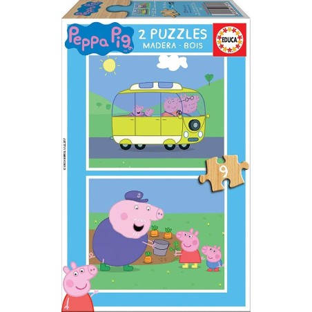 PUZZLE 2X9 PIEZAS - PEPPA PIG MADERA ECO