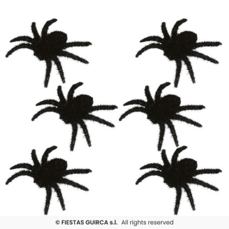 SET DE 6 ARAÑAS PELUDAS NEGRAS 6 CMS
