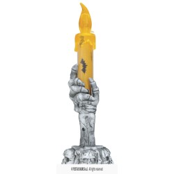 PORTAVELAS CALAVERA CON VELA LED 15 CMS
