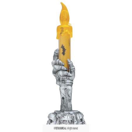 PORTAVELAS CALAVERA CON VELA LED 15 CMS