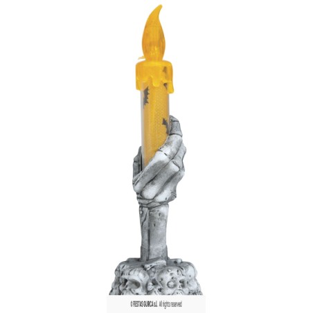 PORTAVELAS CALAVERA CON VELA LED 15 CMS