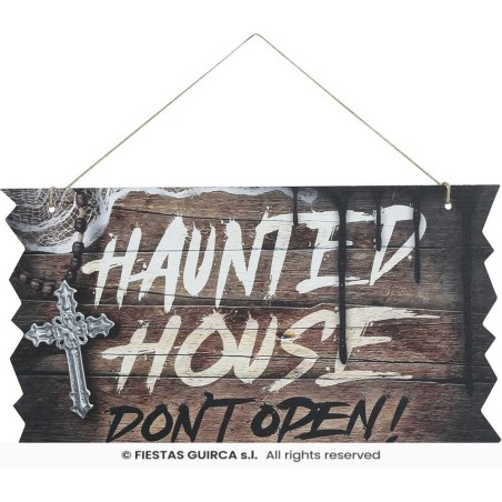 LETRERO "HAUNTED HOUSE", 35X20 CMS. MADE