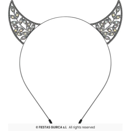 DIADEMA CUERNOS CON BRILLANTES, METALICA