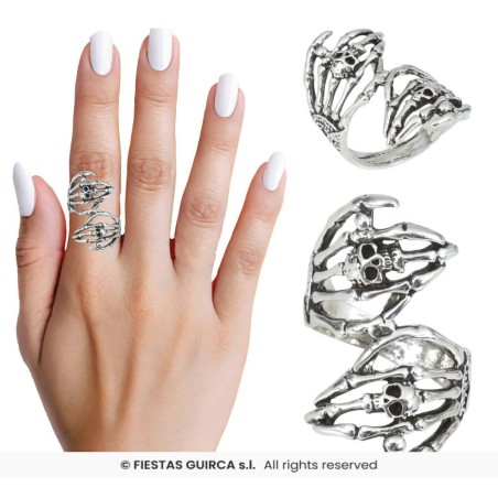 ANILLO MANOS ESQUELETO METAL