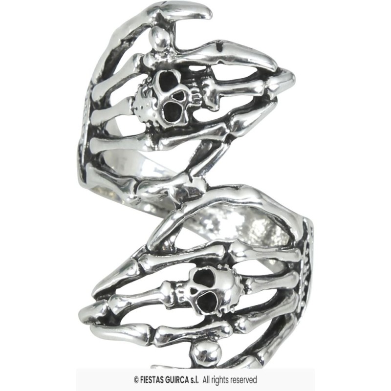 ANILLO MANOS ESQUELETO METAL