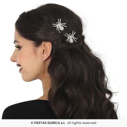 SET 2 CLIPS PELO ARAÑAS BRILLANTES PLATA 2