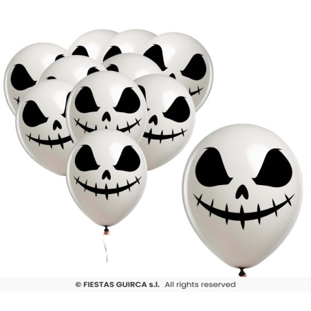 BOLSA 10 GLOBOS BLANCOS FANTASMA 30 CMS