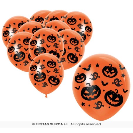 BOLSA 10 GLOBOS NARANJA CALABAZA 30 CMS
