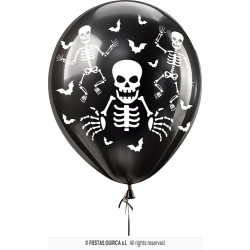 BOLSA 10 GLOBOS NEGROS ESQUELETOS 30 CMS 2