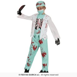 DISFRAZ ESQUELETO ZOMBIE MEDICO 3-4 Años