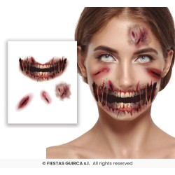Tatuaje facial boca abrasiones 30x14cm