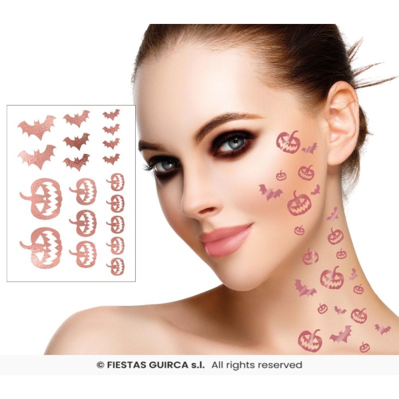 Tatuajes Calabaza Y Murcielagos Oro rosa