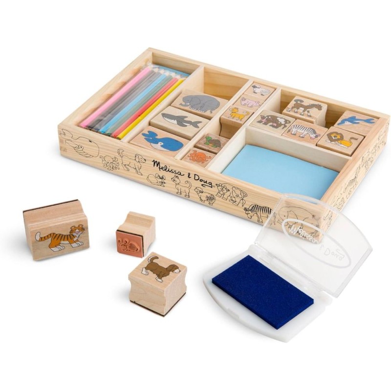 Juego de Sellos de Madera, Animales, 16 