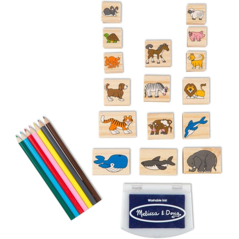 Juego de Sellos de Madera, Animales, 16 