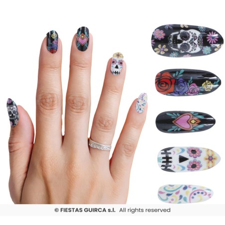 uñas postizas catrina dia de muertos
