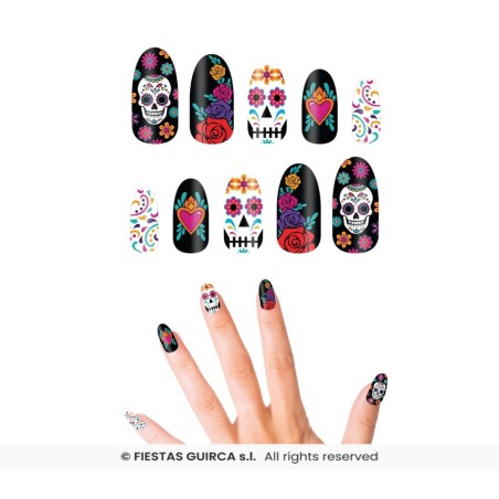 uñas postizas catrina dia de muertos