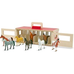 Establo de Madera con Caballos de exhibi