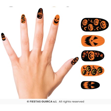 uñas postizas calabazas halloween