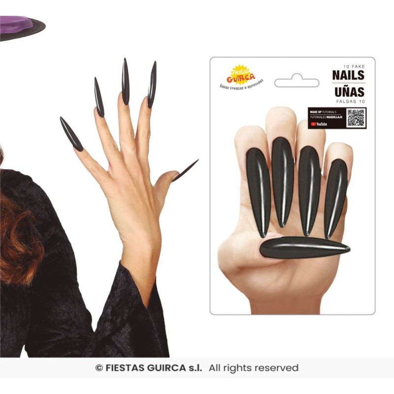 uñas postizas negras con adhesivo