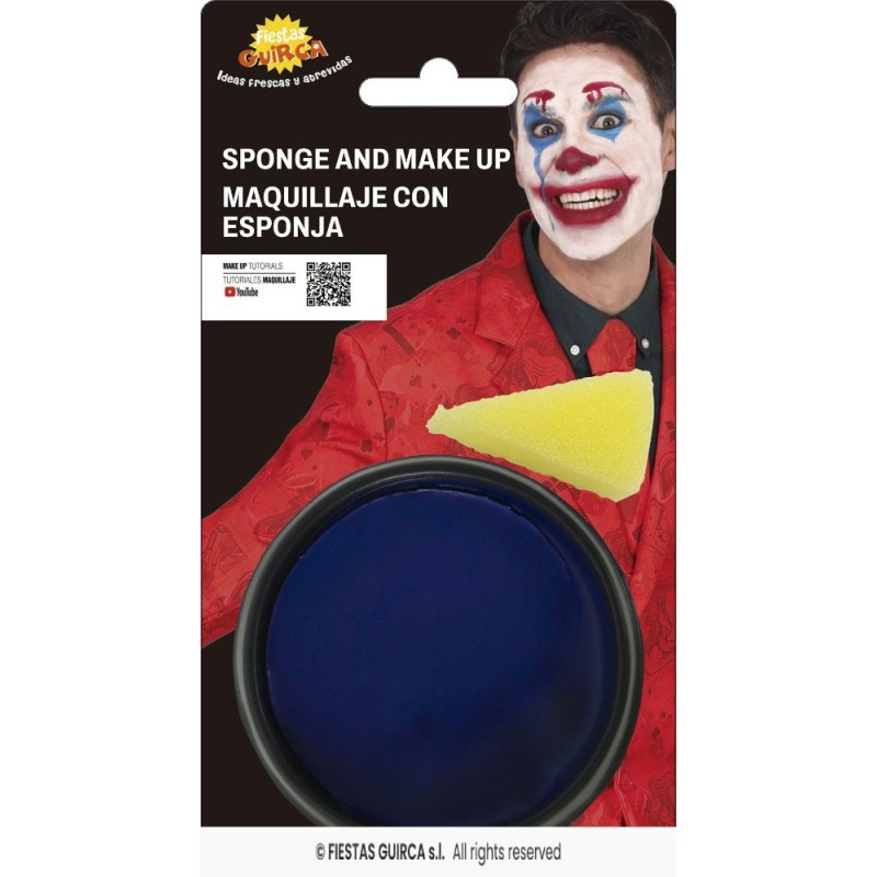 maquillaje con esponja azul oscuro
