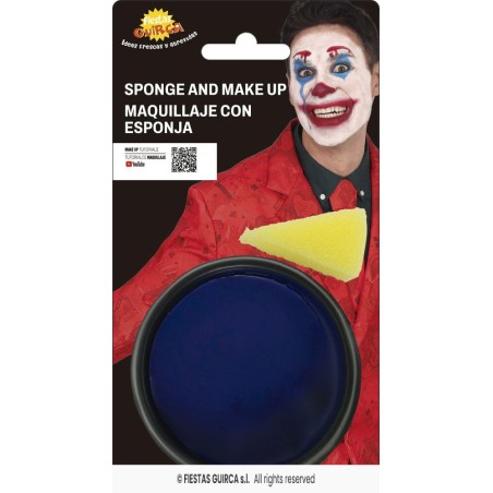 maquillaje con esponja azul oscuro