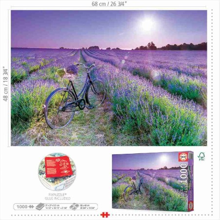 Puzzle 1000 bicicleta en campo de lavand