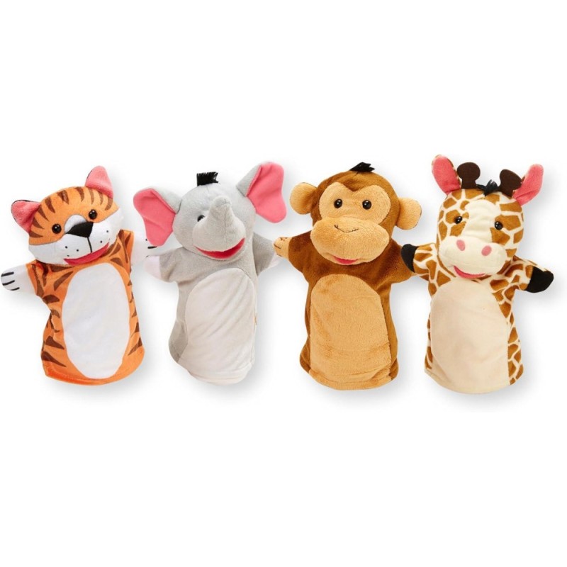 4 Títeres de Mano con Animales de Zoo