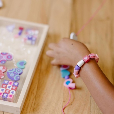Juego de cuentas de madera corazones par