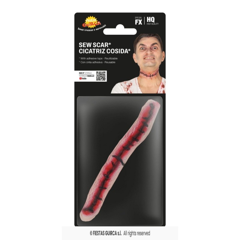 Cicatriz cosida cuello con adhesivo