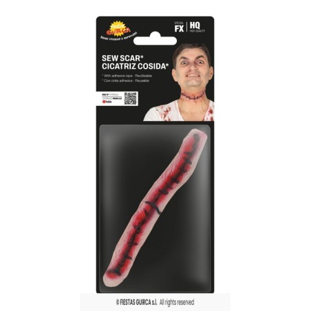 Cicatriz cosida cuello con adhesivo