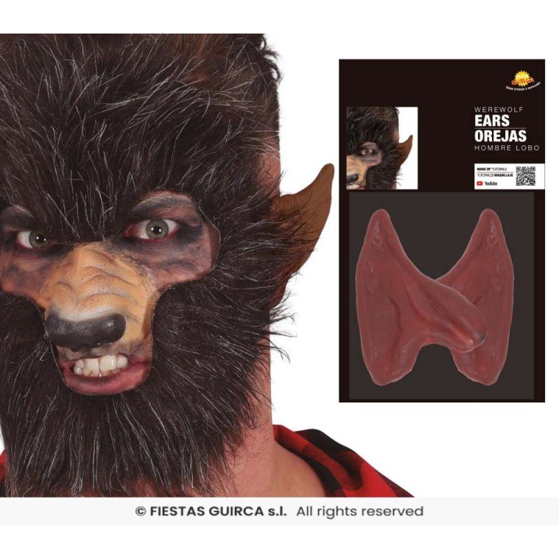Orejas hombre lobo marrones latex