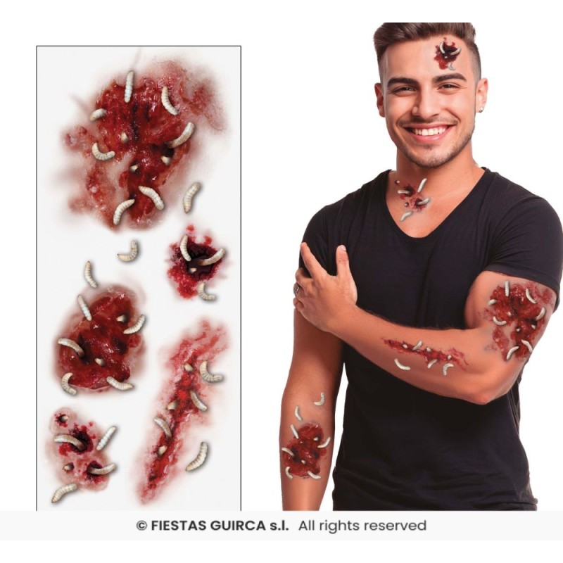 TATUAJE HERIDAS CON GUSANOS