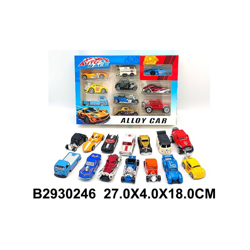 Caja 10 Coches de Metal para niños +3 añ
