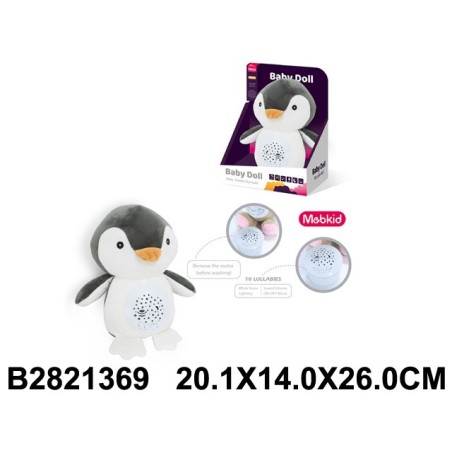 Pingüino Peluche con Proyector y Luz Noc