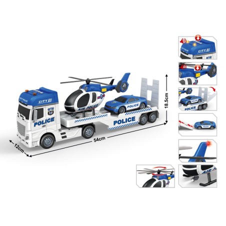 Camión de Policía con Helicóptero y Coch