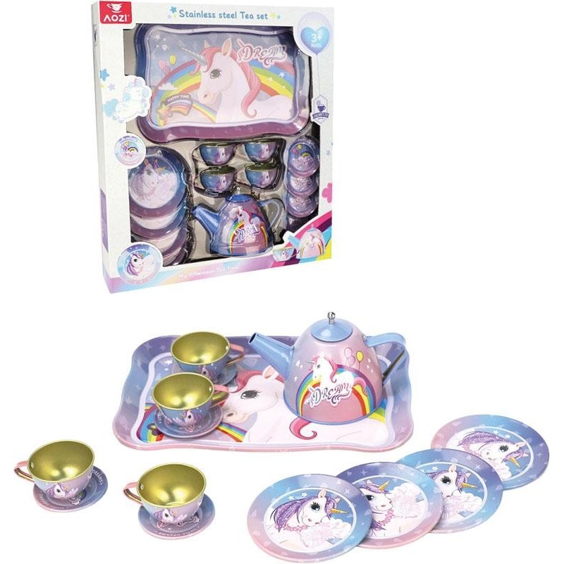 Juego de Te Metálico Unicornio con Bande