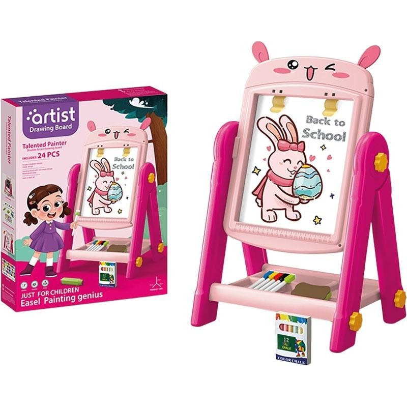 Pizarra Rosa Conejito 49 cm Doble Cara c