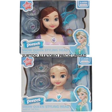 Busto Princesa Azul para peinar – Muñeca